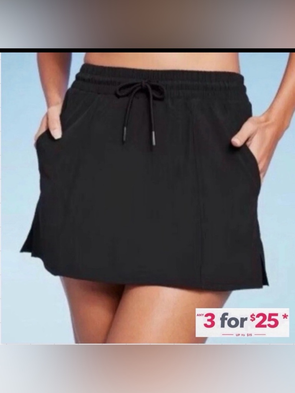 Swim black board skirt bottoms quick dry with pockets Kona sol XL 16